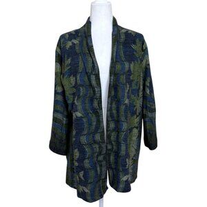John Mark Womens Open Front Cardigan Art to Wear Blue Green Size M